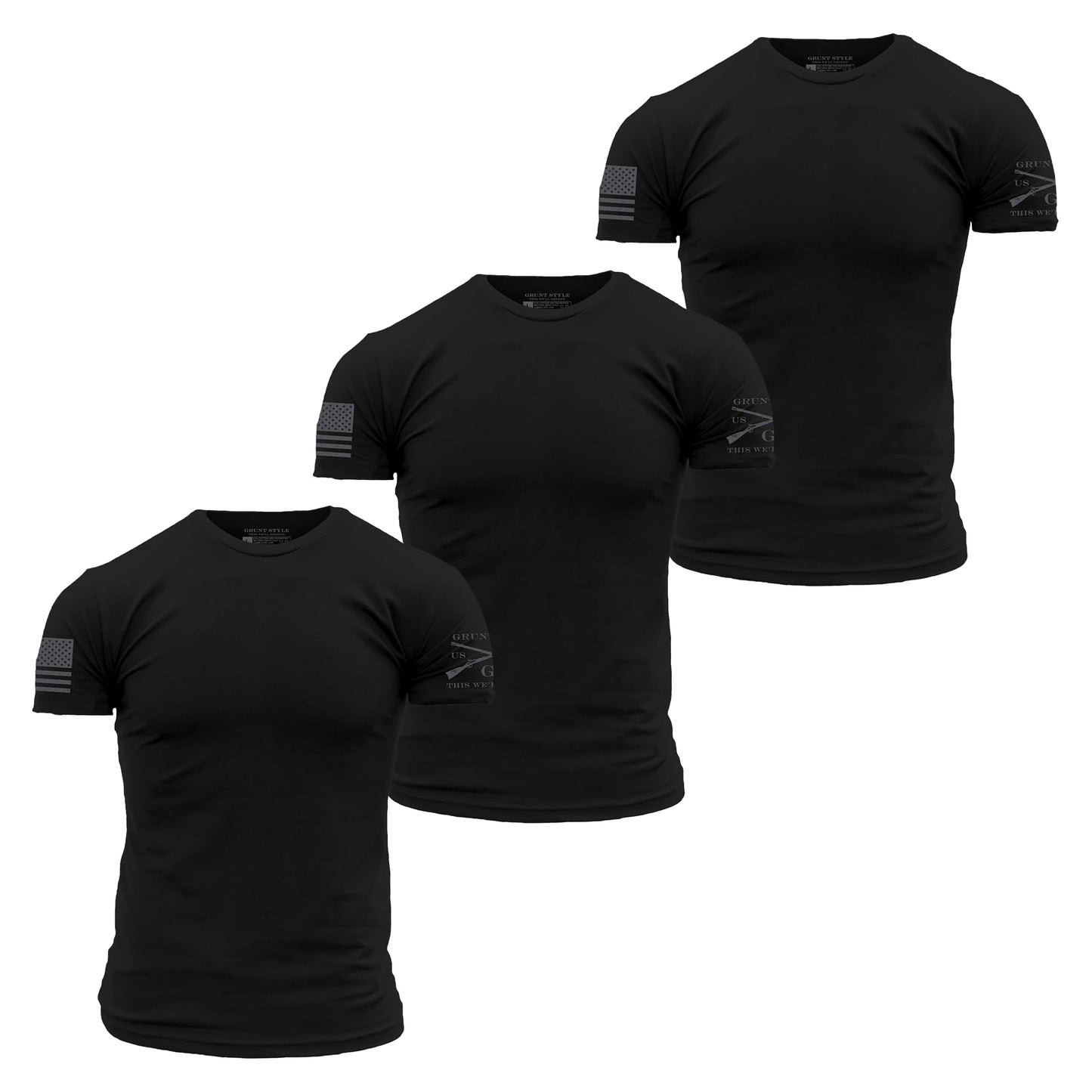 Grunt Style Basic Crew T-Shirt 3-Pack (Medium, Black)