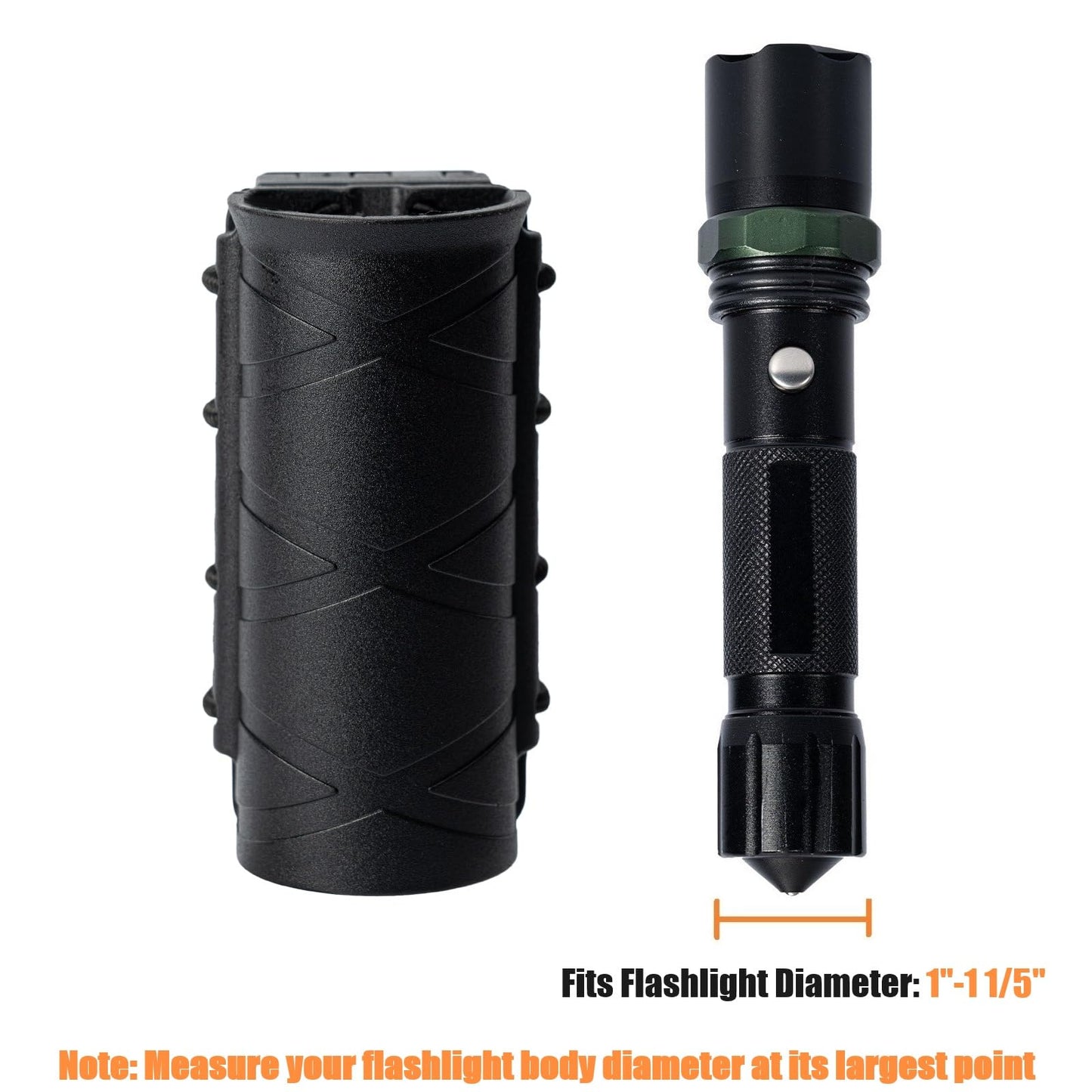 TACNEX Flashlight Holder for Duty Belt Tactical MOLLE Torch Holster Rotatable Light Carry Case Pouch fit 1"-1.2" Diameter Flashlight for Police LEO Security Military