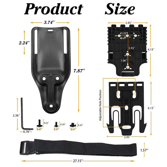 QLS Quick Locking System Kit with Fork and Duty Receiver Plate with Thigh Straps, Low/Mid-Ride Universal Belt Loop Platform Attachment for Duty Holster and Accessories, Black