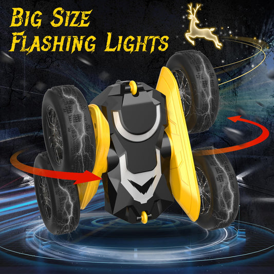 NQD Bat Remote Control Car- Double Sided 360°Rotate RC Stunt Car with Wheel Lights, 4WD Off-Road RC Cars 2.4Ghz Indoor/Outdoor Rechargeable Toy Car for Boys Age 4-7 8-12 Birthday Xmas Gift