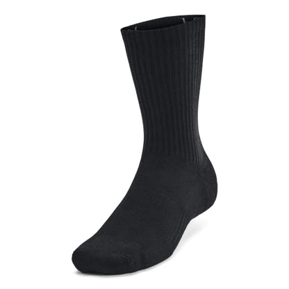 Under Armour Unisex-Adult Training Cotton Crew Socks 6 Pack, (001) Black/Black/White, Large