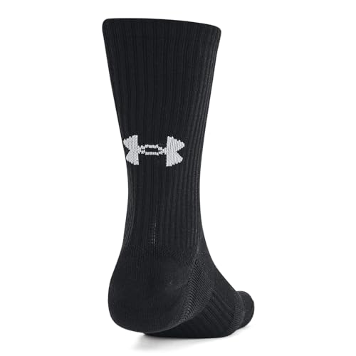 Under Armour Unisex-Adult Training Cotton Crew Socks 6 Pack, (001) Black/Black/White, Large
