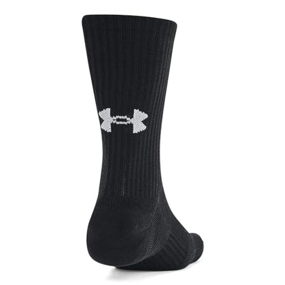 Under Armour Unisex-Adult Training Cotton Crew Socks 6 Pack, (001) Black/Black/White, Large