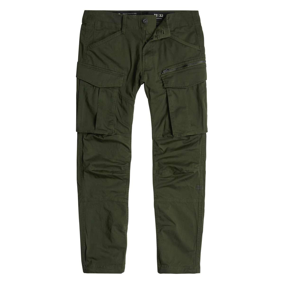 Rovic Zip 3D Straight Tapered Fit Cargo Pants, Dark Bronze Green, 32W x 30L