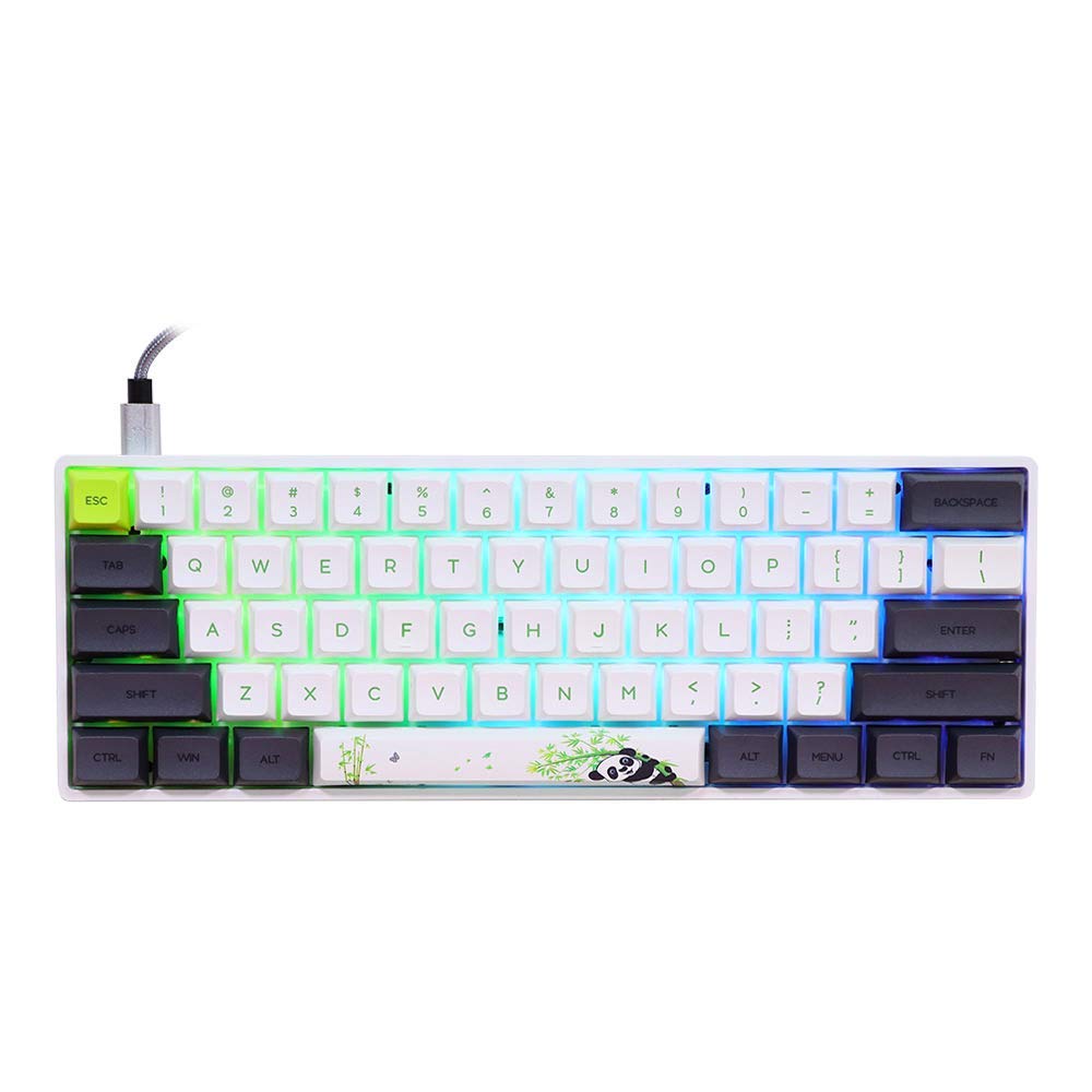 EPOMAKER SKYLOONG SK61 61 Keys 60% Hot Swappable Programmable Mechanical Gaming Wired Keyboard with RGB Backlit, NKRO, Water-Resistant, Type-C Cable for Win/Mac/Gaming (Gateron Optical Green, Panda)