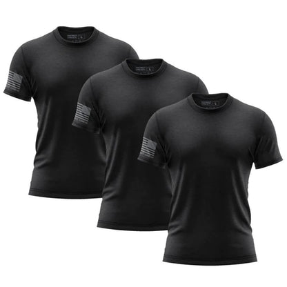 Patriot Crew Men's Black Fresh T-Shirt, American Made Classic Tee, USA & Freedom Style Shirt (Large, 3 Pack)