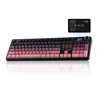 EPOMAKER X Aula F108 PRO Wireless Gaming Keyboard with Screen, 8000mAh Battery, 104 Hot-Swappable and Programmable Keys and Knob, RGB Backlight, for Mac/PC/Android (Pink Gradient)