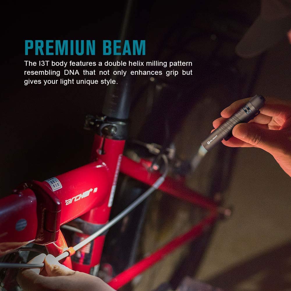 OLIGHT I3T EOS 180 Lumens Dual-Output Slim EDC Flashlight for Camping and Hiking, Tail Switch Flash Light with AAA Battery (Desert Tan)