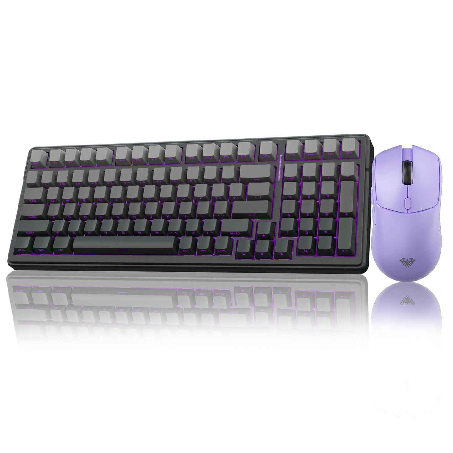 AULA Wireless Keyboard and Mouse Combo, F99 Pro Mechanical Keyboards,Gasket Hot Swappable Custom Keyboard+SC580X Wireless Gaming Mouse Light Purple