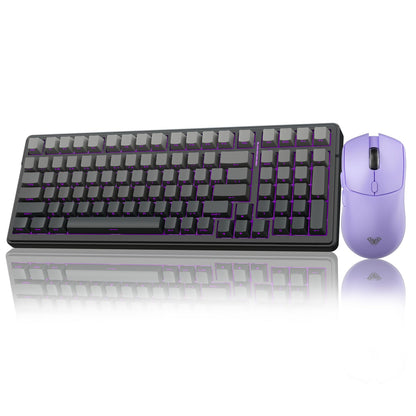 AULA Wireless Keyboard and Mouse Combo, F99 Pro Mechanical Keyboards,Gasket Hot Swappable Custom Keyboard+SC580X Wireless Gaming Mouse Light Purple