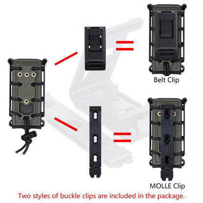 IDOGEAR Mag Pouch Pistol Magazine Pouches 9mm Softshell Adjustable Universal Mag Carrier .40 S&W .45 ACP with Belt&MOLLE Clips (Black + Ranger Green)