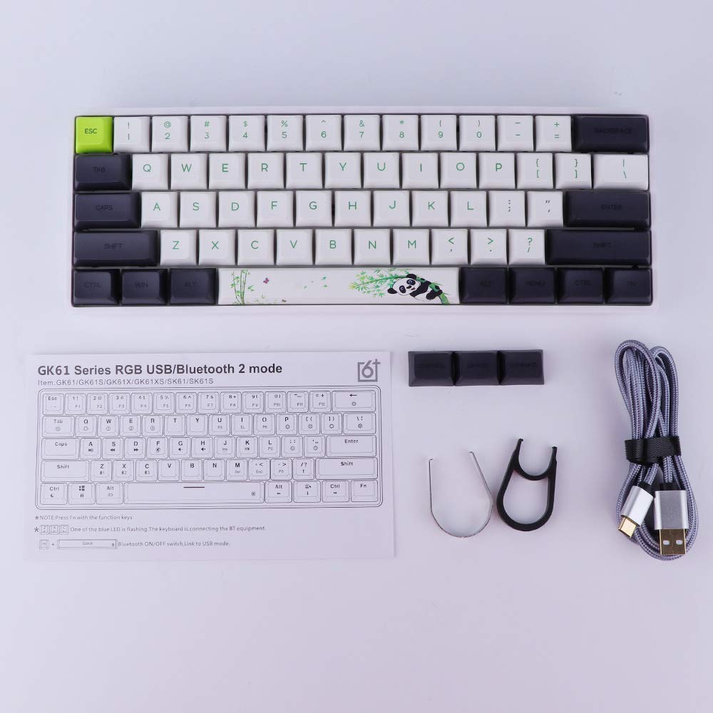 EPOMAKER SKYLOONG SK61 61 Keys 60% Hot Swappable Programmable Mechanical Gaming Wired Keyboard with RGB Backlit, NKRO, Water-Resistant, Type-C Cable for Win/Mac/Gaming (Gateron Optical Green, Panda)