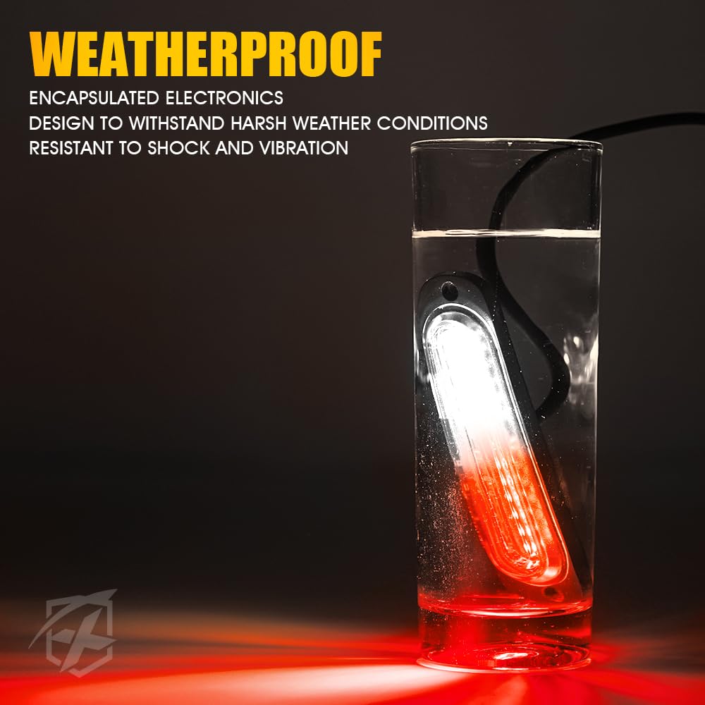 Xprite White Red LED Surface Mount Strobe Lights Kit, w/Control Panel Emergency Safety Warning Flashing Grille Cop Marker Light Assembly for Vehicles Trucks ATV UTV Motorcycle 8PCS