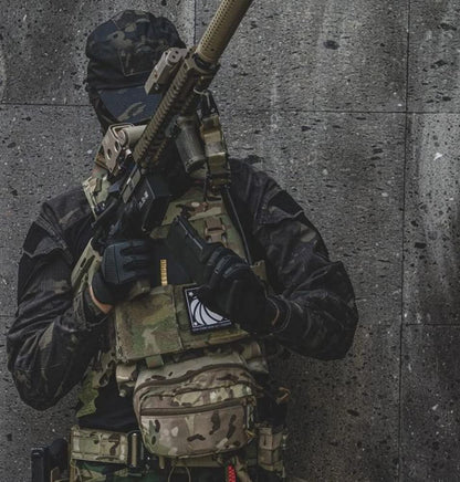 KRYDEX Tactical Drop Pouch Sub Abdominal Carrying Kit Bag Fanny Pack with Hook and Loop Panel for Vest Chest Rig (Camo)