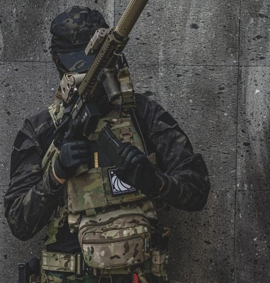 KRYDEX Tactical Drop Pouch Sub Abdominal Carrying Kit Bag Fanny Pack with Hook and Loop Panel for Vest Chest Rig (Camo)