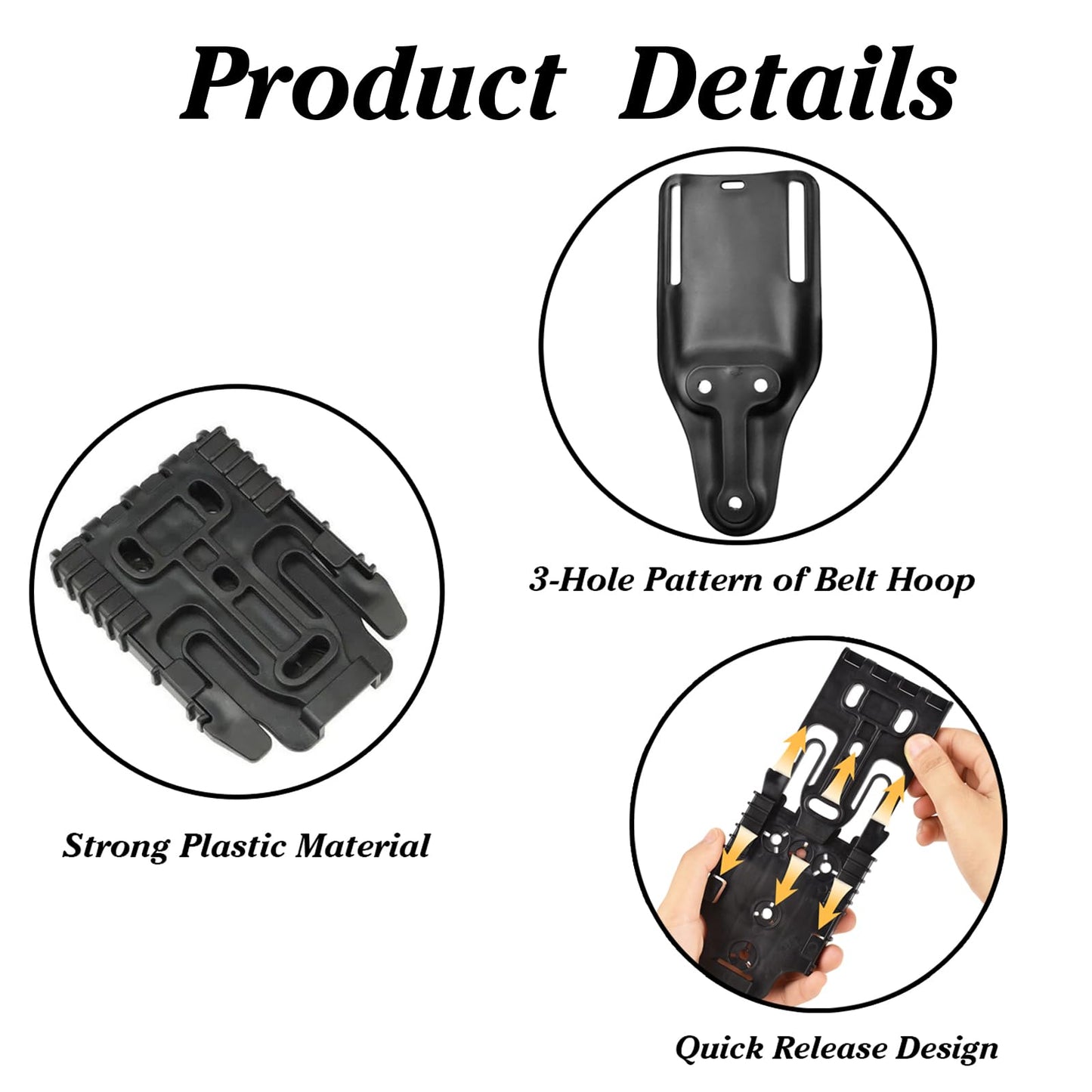QLS Quick Locking System Kit with Fork and Duty Receiver Plate with Thigh Straps, Low/Mid-Ride Universal Belt Loop Platform Attachment for Duty Holster and Accessories, Black