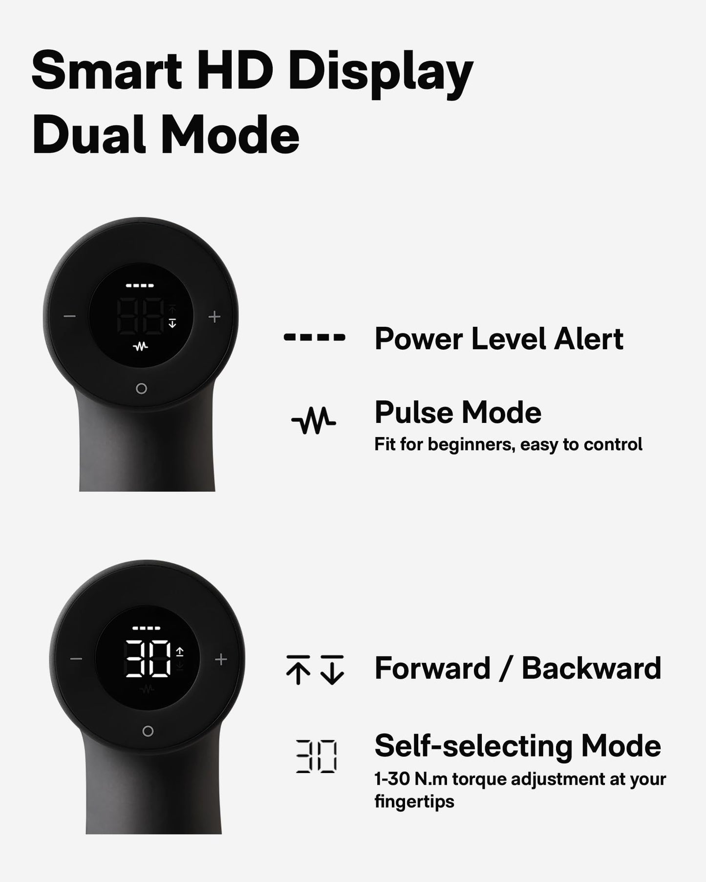 HOTO Cordless Brushless Drill 12V, LED Display Screen, 30 Precision Gears, 2 Working Modes, 2000mAh Battery, 266 In-lbs (30N·m) Torque, 3/8 Inch Keyless Chuck, 1400RPM, 10 x Bits, 8 x Drill Bits