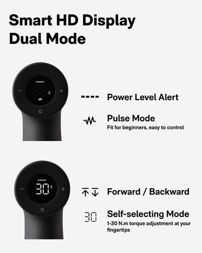 HOTO Cordless Brushless Drill 12V, LED Display Screen, 30 Precision Gears, 2 Working Modes, 2000mAh Battery, 266 In-lbs (30N·m) Torque, 3/8 Inch Keyless Chuck, 1400RPM, 10 x Bits, 8 x Drill Bits