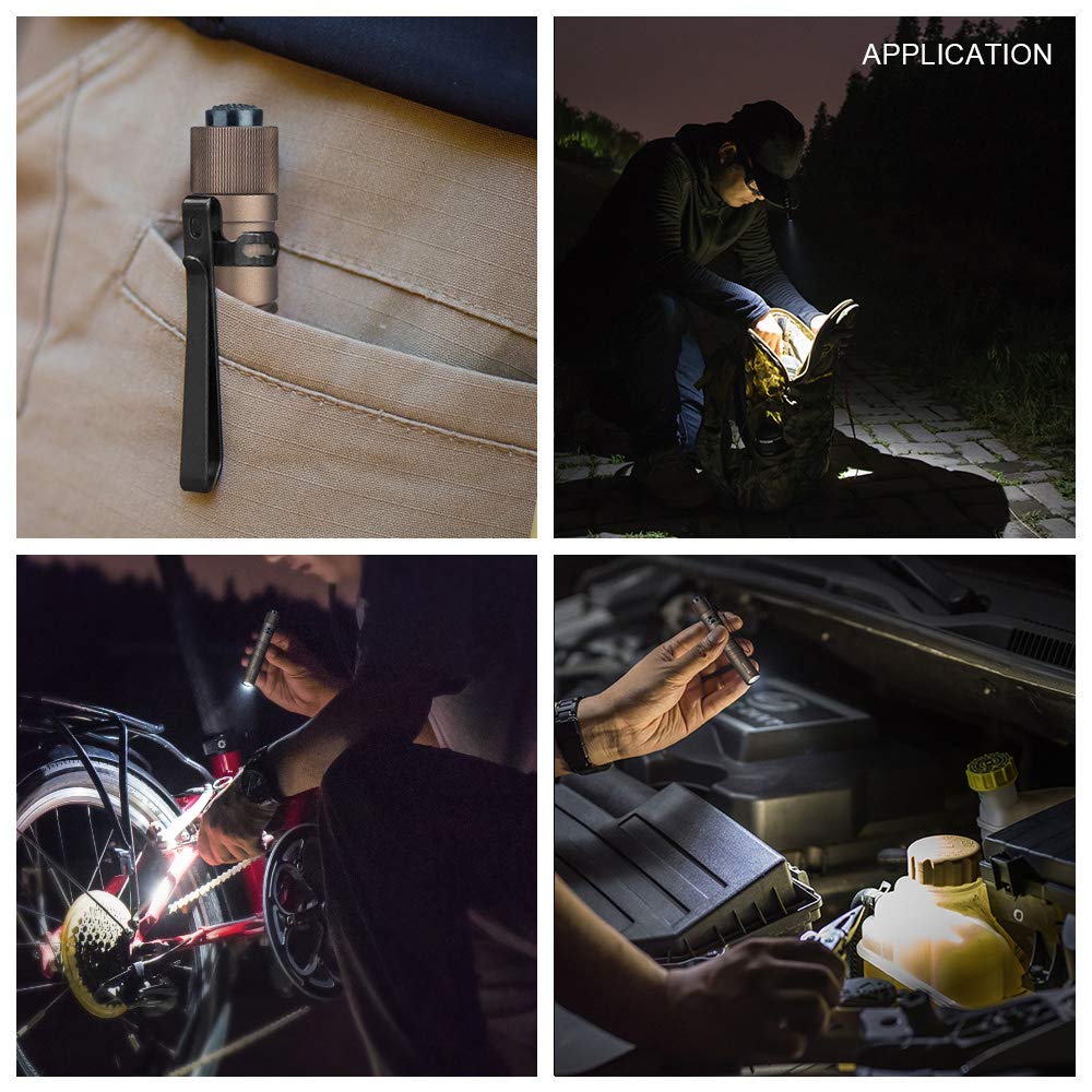 OLIGHT I3T EOS 180 Lumens Dual-Output Slim EDC Flashlight for Camping and Hiking, Tail Switch Flash Light with AAA Battery (Desert Tan)