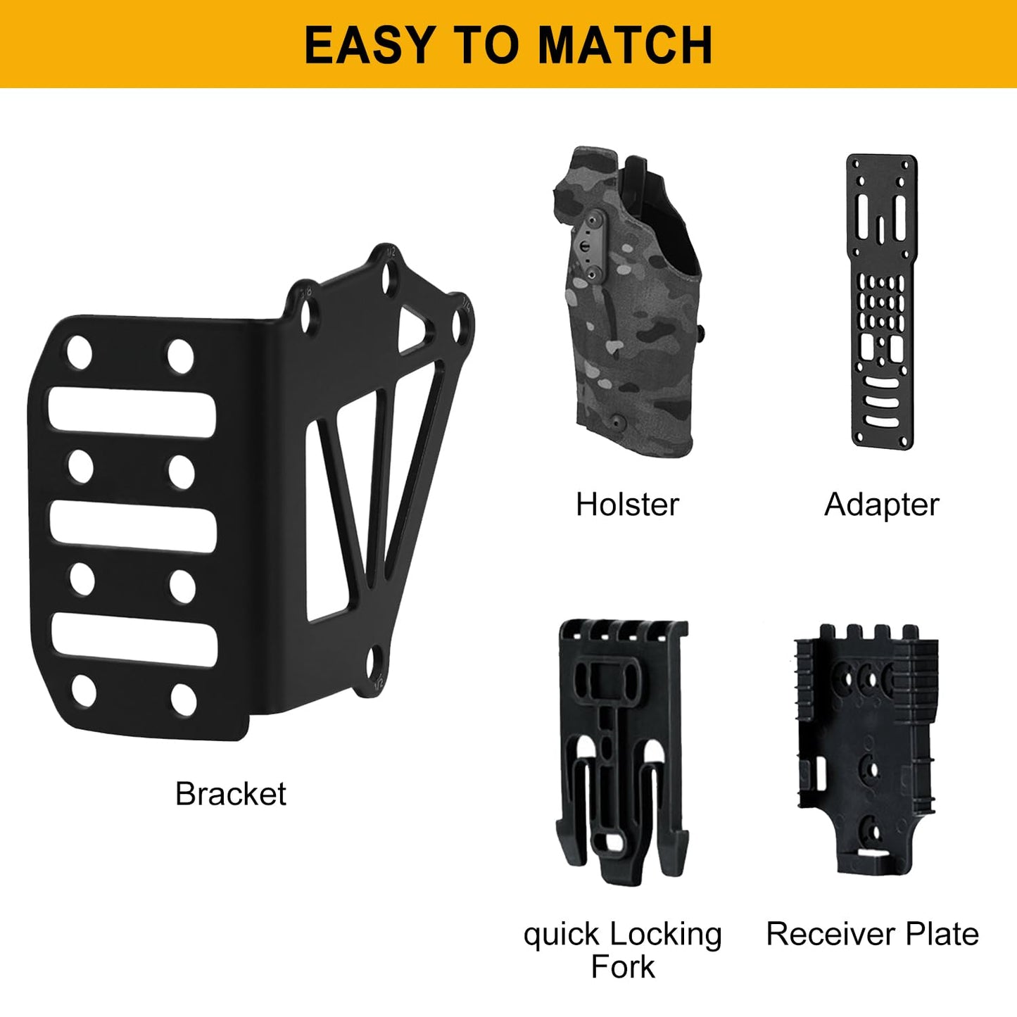 Tactical Holster Adapter, Booiu Tourniquet Holder Mount QLS Police Gear Accessories for Magazine, Tourniquet, Function Box Support Negative Cant Plate Mount Equipment