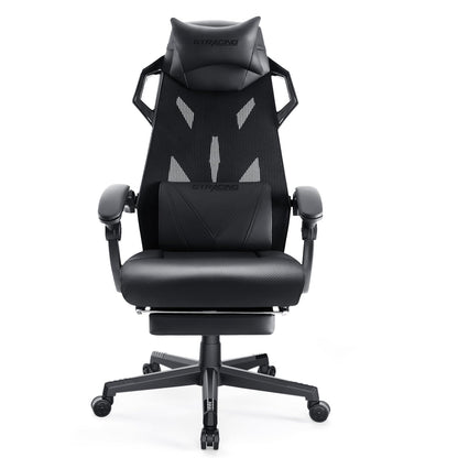 GTRACING Gaming Chair, Computer Chair with Mesh Back, Ergonomic Gaming Chair with Footrest, Reclining Gamer Chair with Adjustable Headrest and Lumbar Support for Gaming and Office (Black)