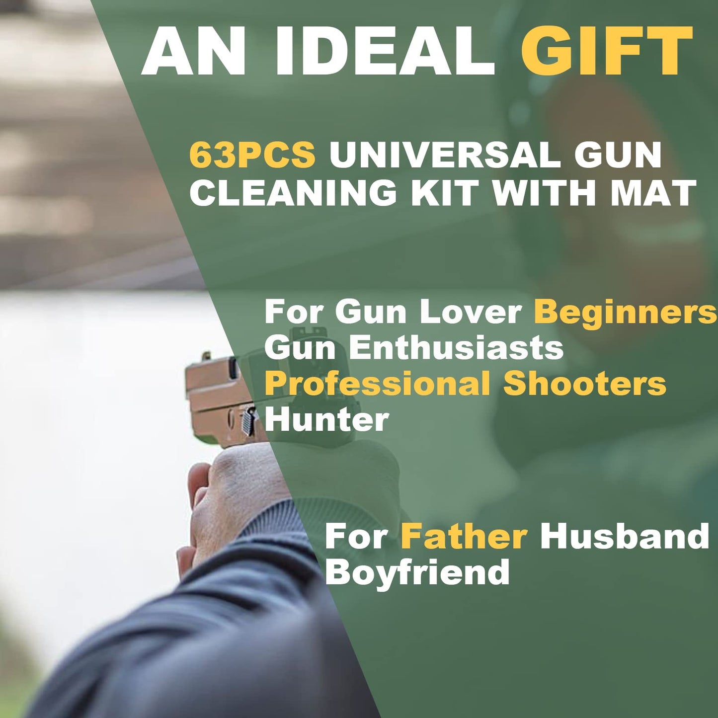 iunio Gun Cleaning Kit, Universal Gun Cleaning, All Caliber, with Mat and Carrying Case, for All Guns, Rifle, Shotgun, Handgun, Pistol, Hunting, Shooting Cleaning kit