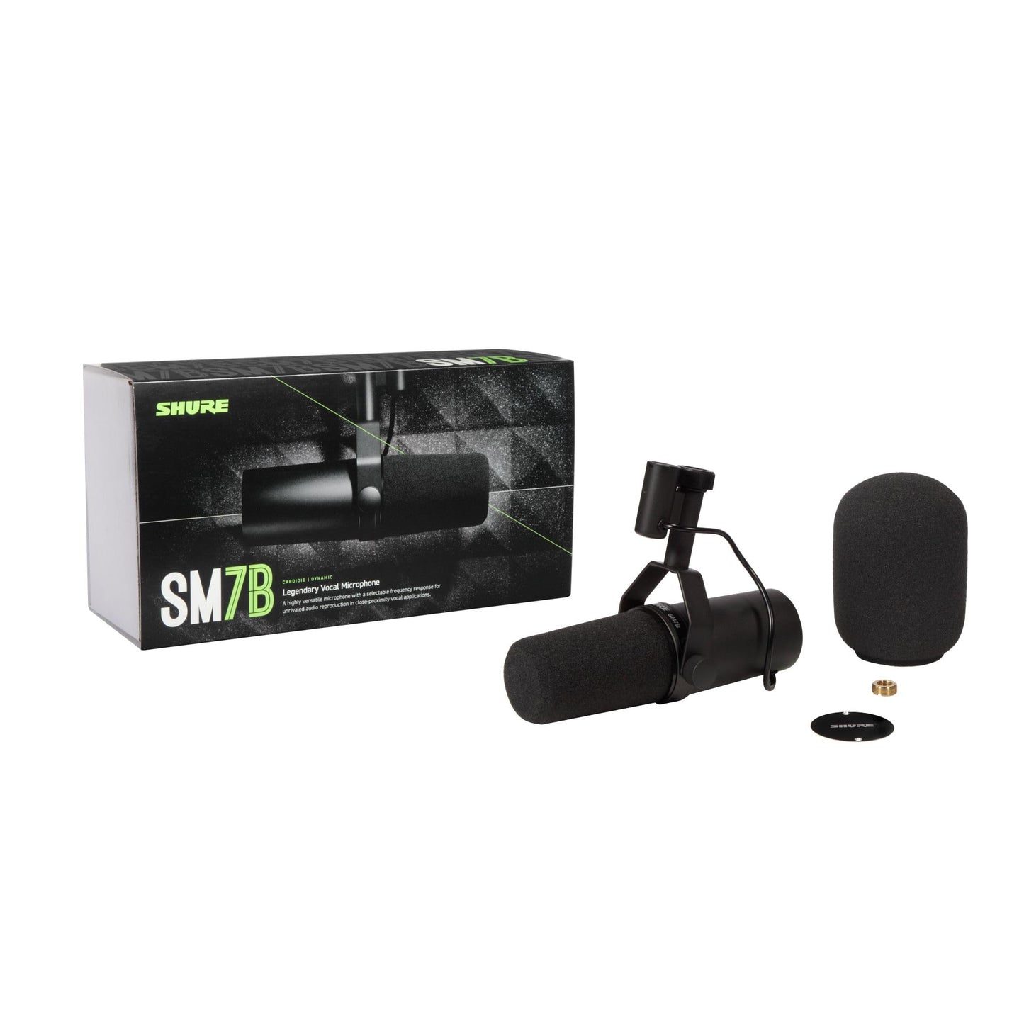Shure SM7B Microphone - Vocal Dynamic Studio Mic for Broadcast, Podcast, Recording, Gaming & Streaming, XLR, Rugged Construction, Detachable Windscreen, Smooth Sound, Warm Vocals, Wide-Range Frequency