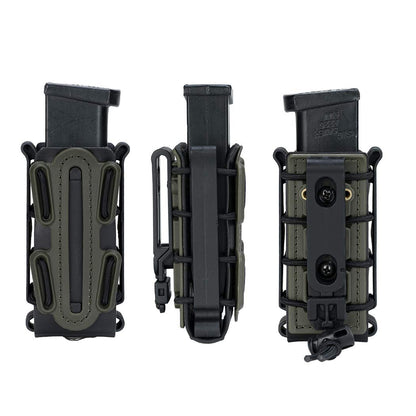 IDOGEAR Mag Pouch Pistol Magazine Pouches 9mm Softshell Adjustable Universal Mag Carrier .40 S&W .45 ACP with Belt&MOLLE Clips (Black + Ranger Green)