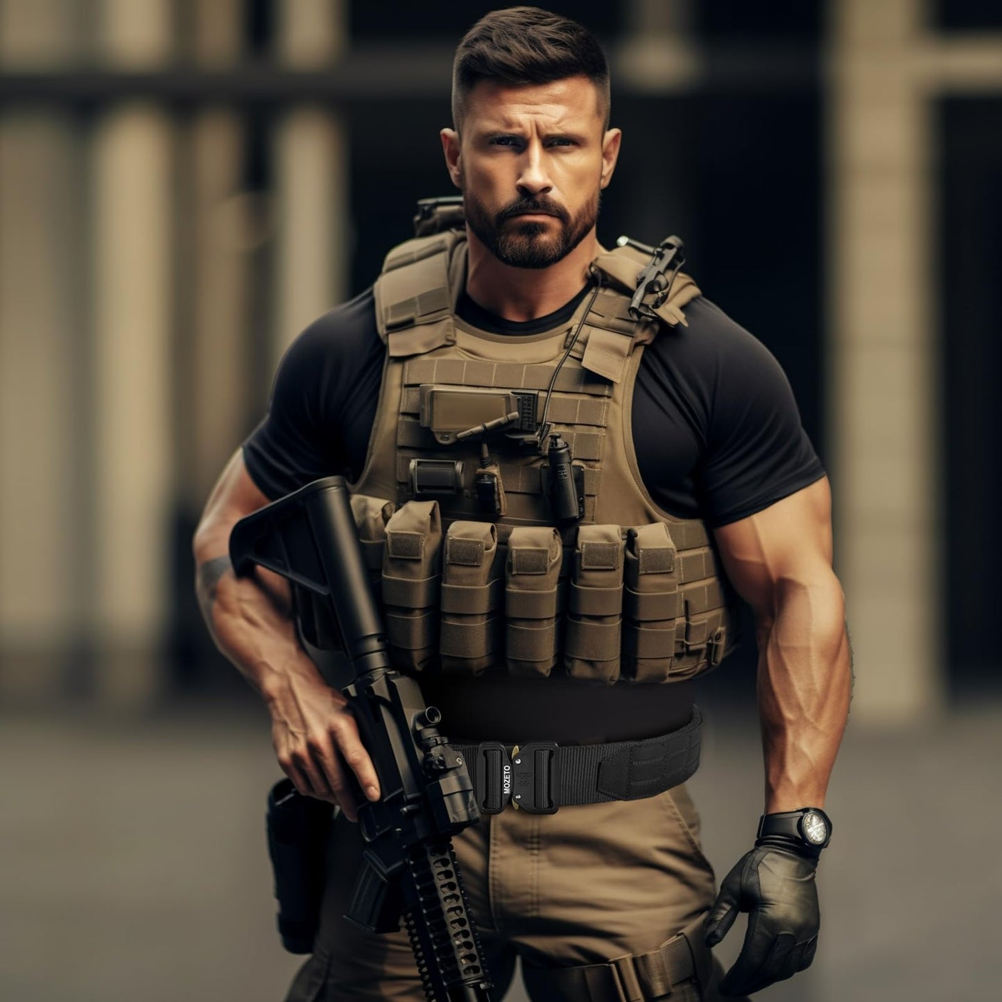 MOZETO Molle Battle Belt, 2" Battle Belts Tactical War Combat Quick Release Law Enforcement Duty Belts for Men