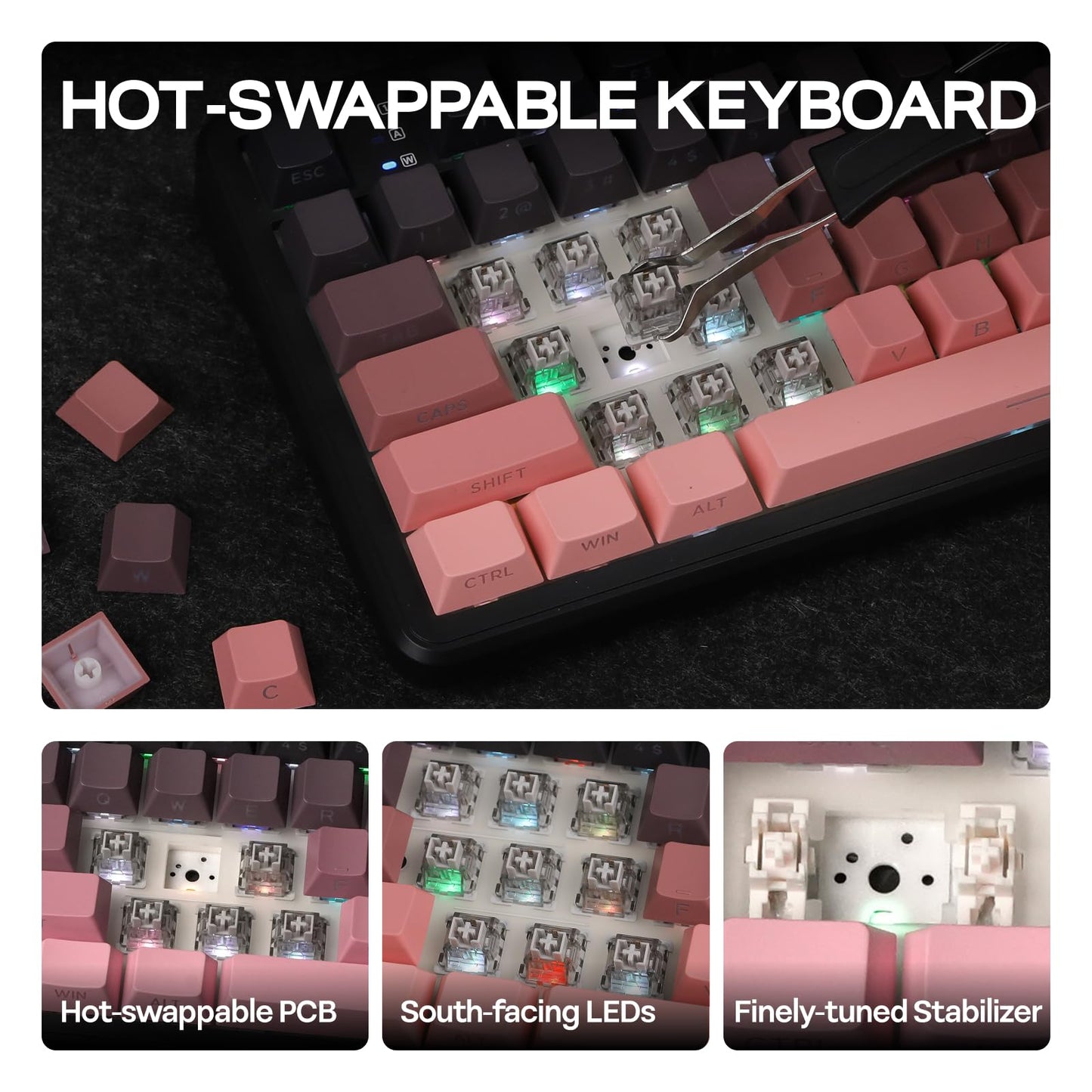 EPOMAKER X Aula F108 PRO Wireless Gaming Keyboard with Screen, 8000mAh Battery, 104 Hot-Swappable and Programmable Keys and Knob, RGB Backlight, for Mac/PC/Android (Pink Gradient)