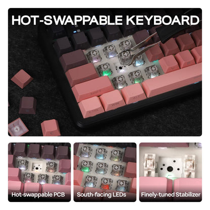 EPOMAKER X Aula F108 PRO Wireless Gaming Keyboard with Screen, 8000mAh Battery, 104 Hot-Swappable and Programmable Keys and Knob, RGB Backlight, for Mac/PC/Android (Pink Gradient)