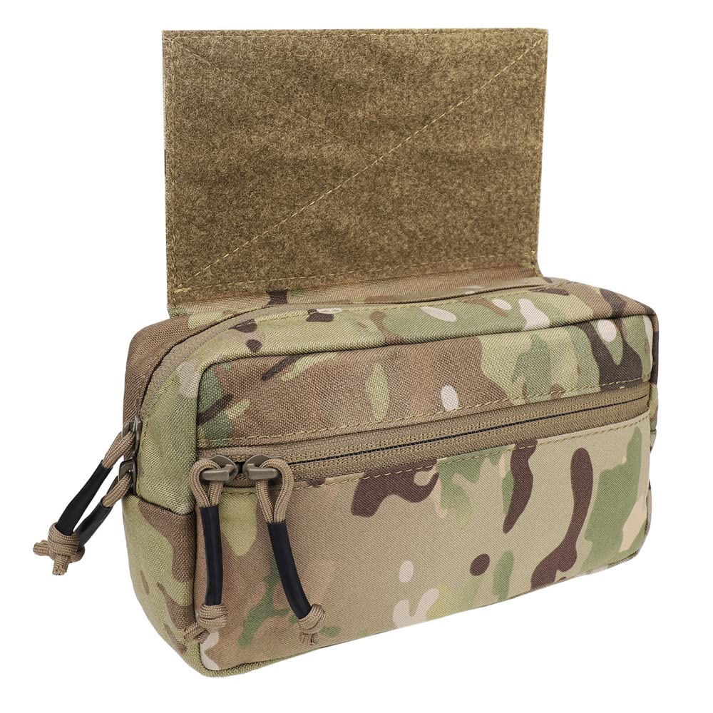 KRYDEX Tactical Drop Pouch Sub Abdominal Carrying Kit Bag Fanny Pack with Hook and Loop Panel for Vest Chest Rig (Camo)