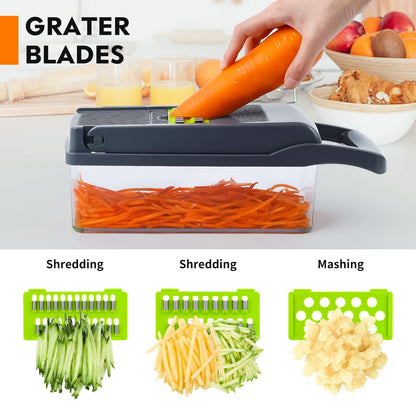 Vegetable Chopper, Pro Onion Chopper, Multifunctional 13 in 1 Food Chopper, Kitchen Vegetable Slicer Dicer Cutter,Veggie Chopper With 8 Blades,Carrot and Garlic Chopper With Container…