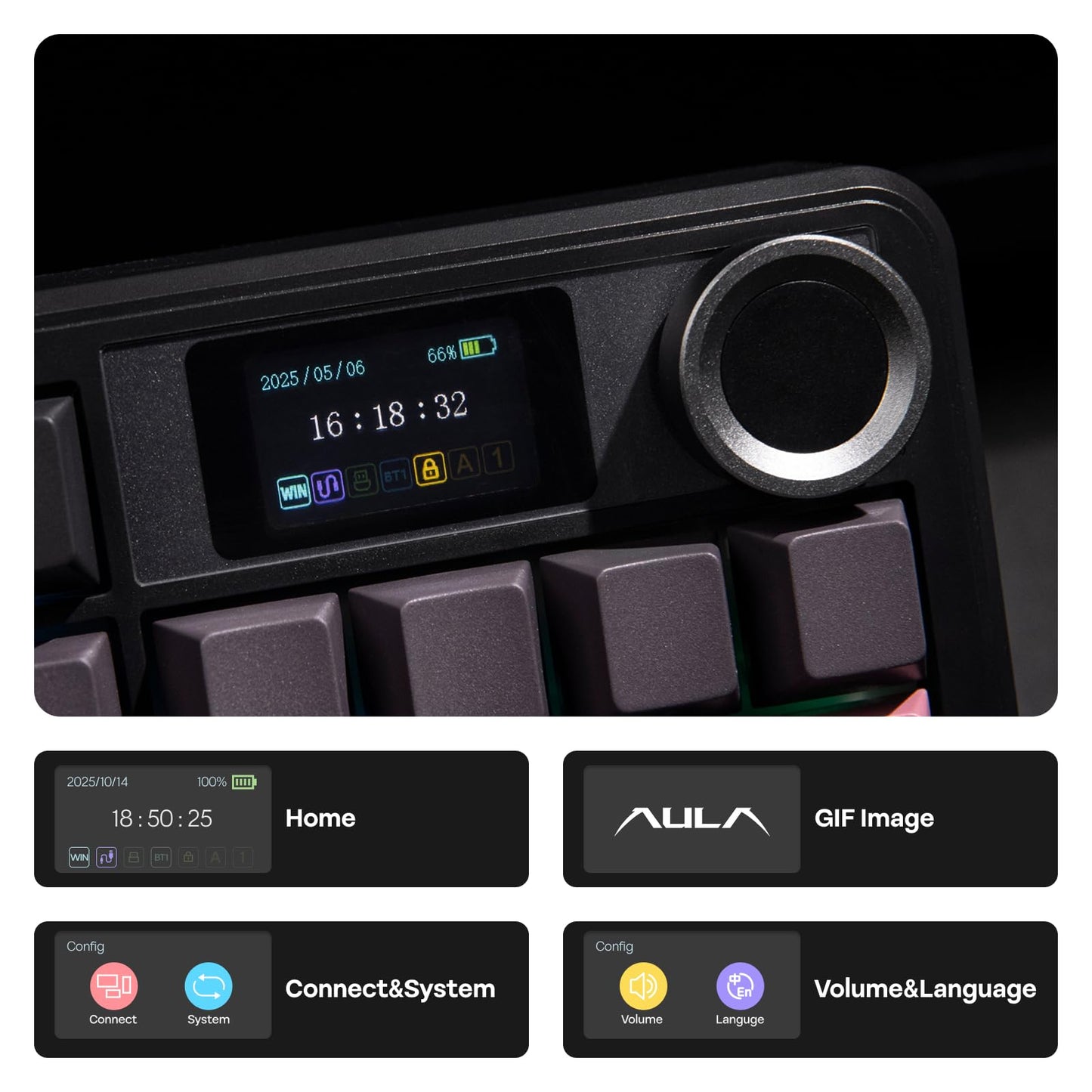 EPOMAKER X Aula F108 PRO Wireless Gaming Keyboard with Screen, 8000mAh Battery, 104 Hot-Swappable and Programmable Keys and Knob, RGB Backlight, for Mac/PC/Android (Pink Gradient)