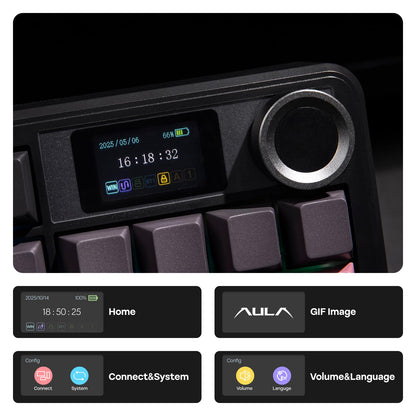 EPOMAKER X Aula F108 PRO Wireless Gaming Keyboard with Screen, 8000mAh Battery, 104 Hot-Swappable and Programmable Keys and Knob, RGB Backlight, for Mac/PC/Android (Pink Gradient)