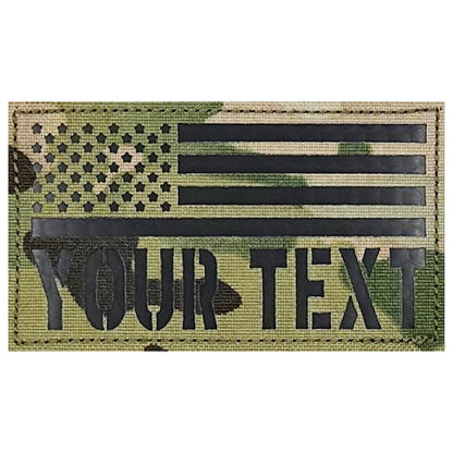 Customizable IR Infrared Reflective Tactical Military Name Patch, American Flag Patch with Your Text, Hook Loop Fastener, Military and Tactical Accessory for Helmets Vests Backpacks Uniforms
