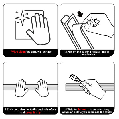 YECAYE 94.2 in Cable Management, Cord Organizer,Easy Install Self-Adhesive Cord Hider, Cable Organizer, Cable Hider for Office Organization,Child & Pet Proof, Black