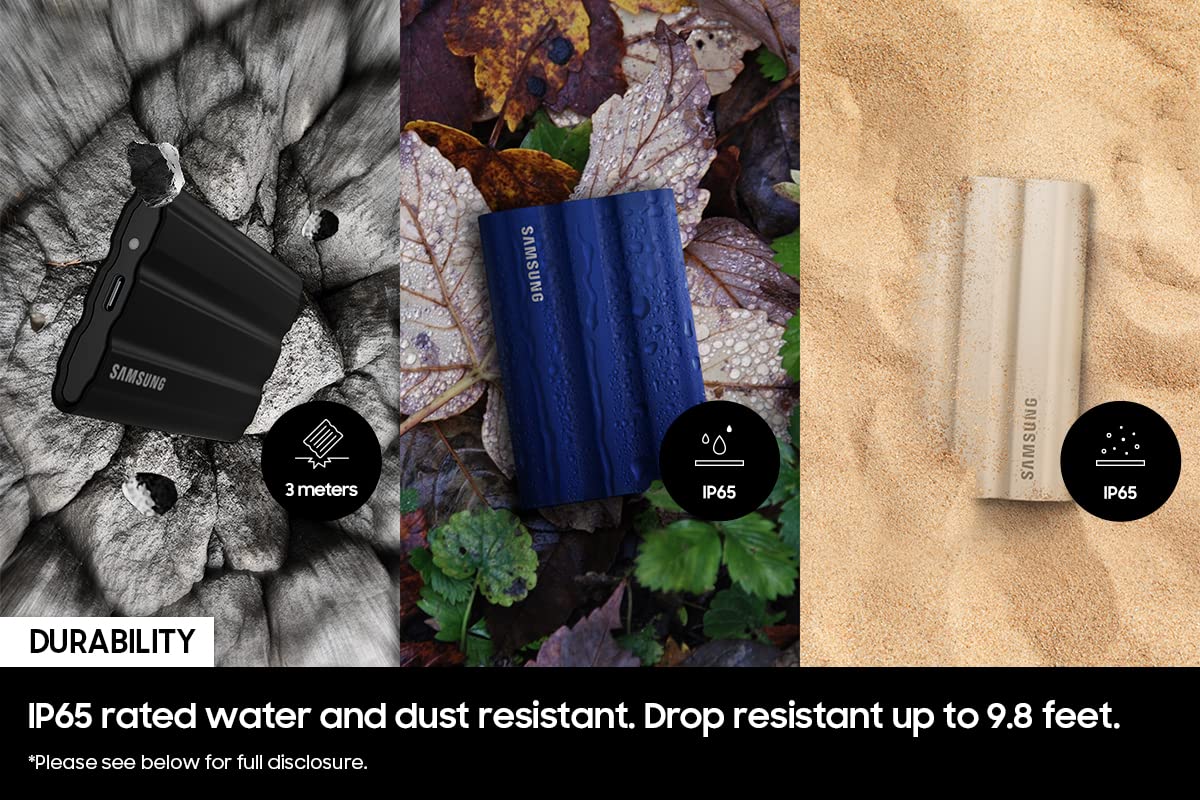 Samsung T7 Shield 1TB, up to 1050MB/s, USB 3.2 Gen2, Rugged, IP65 Rated, for Photographers, Content Creators and Gaming, Portable External Solid State Drive (MU-PE1T0S/AM, 2022), Black