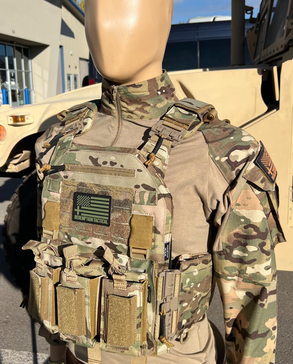 Crusader 2.0 Tactical Airsoft Vest with Molle Quick Release Buckles and Side Cummerbund Pouches and Triple mag Pouch(OCP Camo)