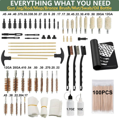 iunio Gun Cleaning Kit, Universal Gun Cleaning, All Caliber, with Mat and Carrying Case, for All Guns, Rifle, Shotgun, Handgun, Pistol, Hunting, Shooting Cleaning kit