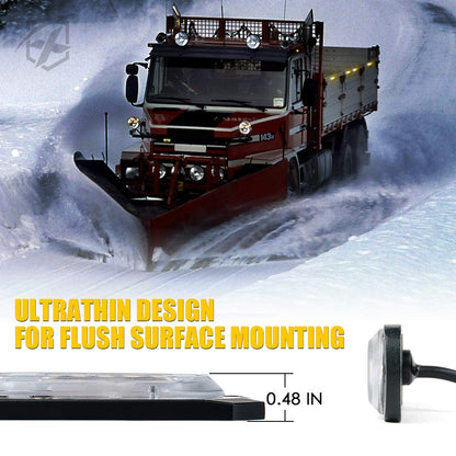 Xprite Surface Mount Strobe Lights Kit with Control Panel, Amber White Grill Grille Side Marker Flashing Emergency Warning Light for Trucks Vehicles ATV RV Cars Van 8PCS