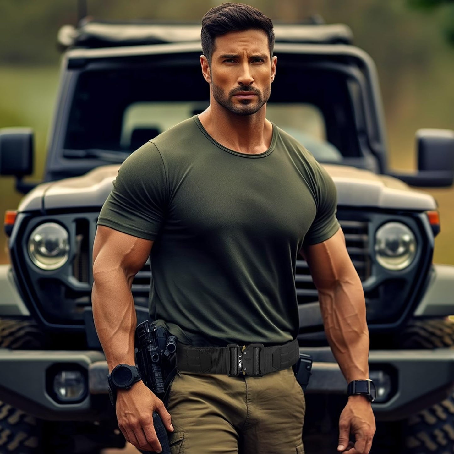 MOZETO Molle Battle Belt, 2" Battle Belts Tactical War Combat Quick Release Law Enforcement Duty Belts for Men