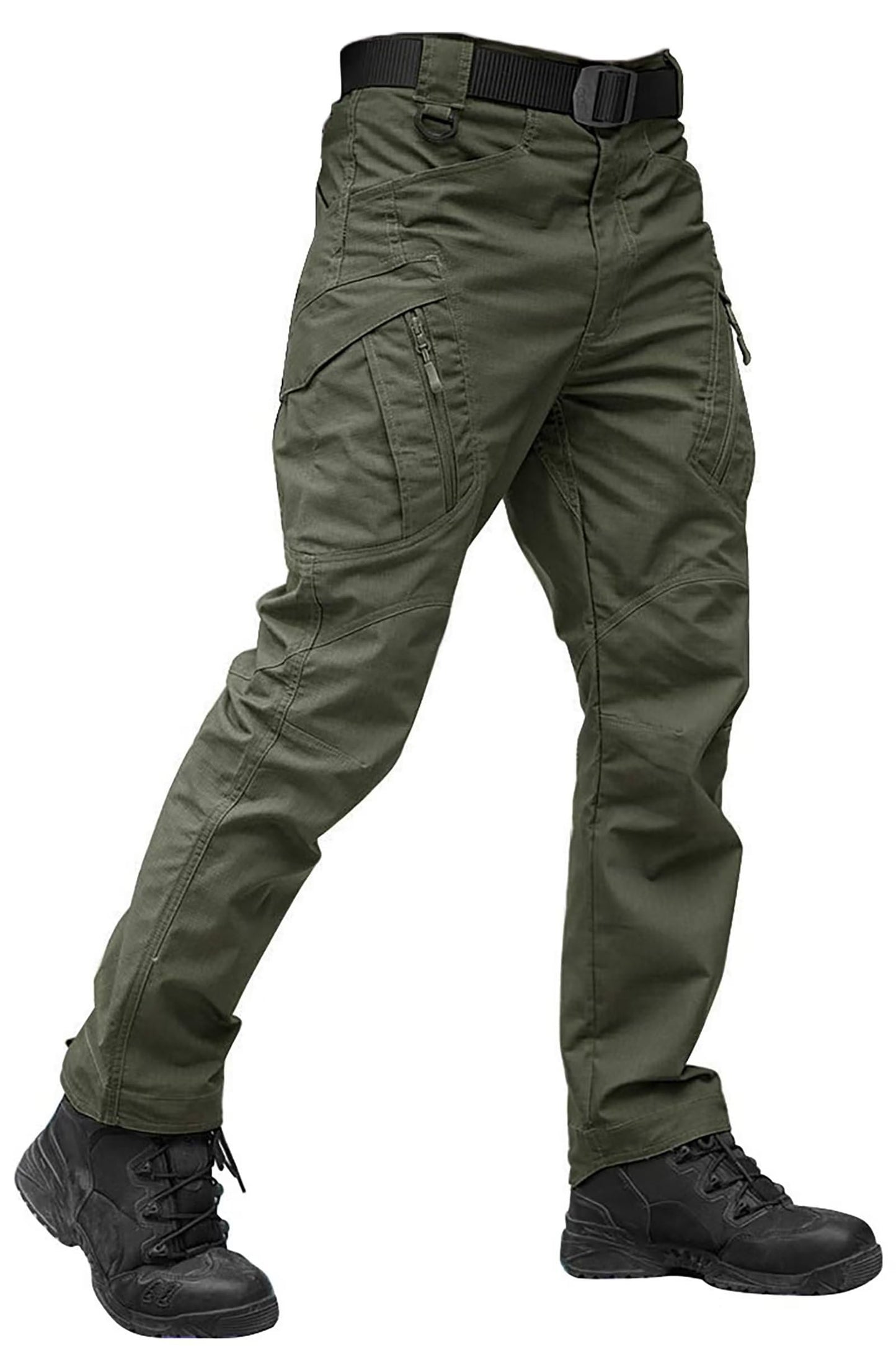 TACVASEN Mens Hiking Cargo Pants Waterproof Breathable Work Pants for Men Construction Stretch Flex Tactical Trousers 9 Pockets ArmyGreen 32