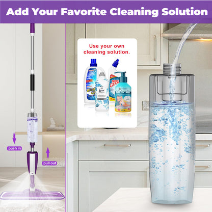 Microfiber Spray Mop for Floor Cleaning - Reusable Floor Mop with 3 Washable Pads, Refillable Bottle Flat Mop with Sprayer for Hardwood Laminate Wood Floor Cleaning