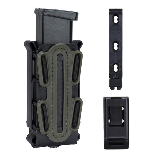 IDOGEAR Mag Pouch Pistol Magazine Pouches 9mm Softshell Adjustable Universal Mag Carrier .40 S&W .45 ACP with Belt&MOLLE Clips (Black + Ranger Green)