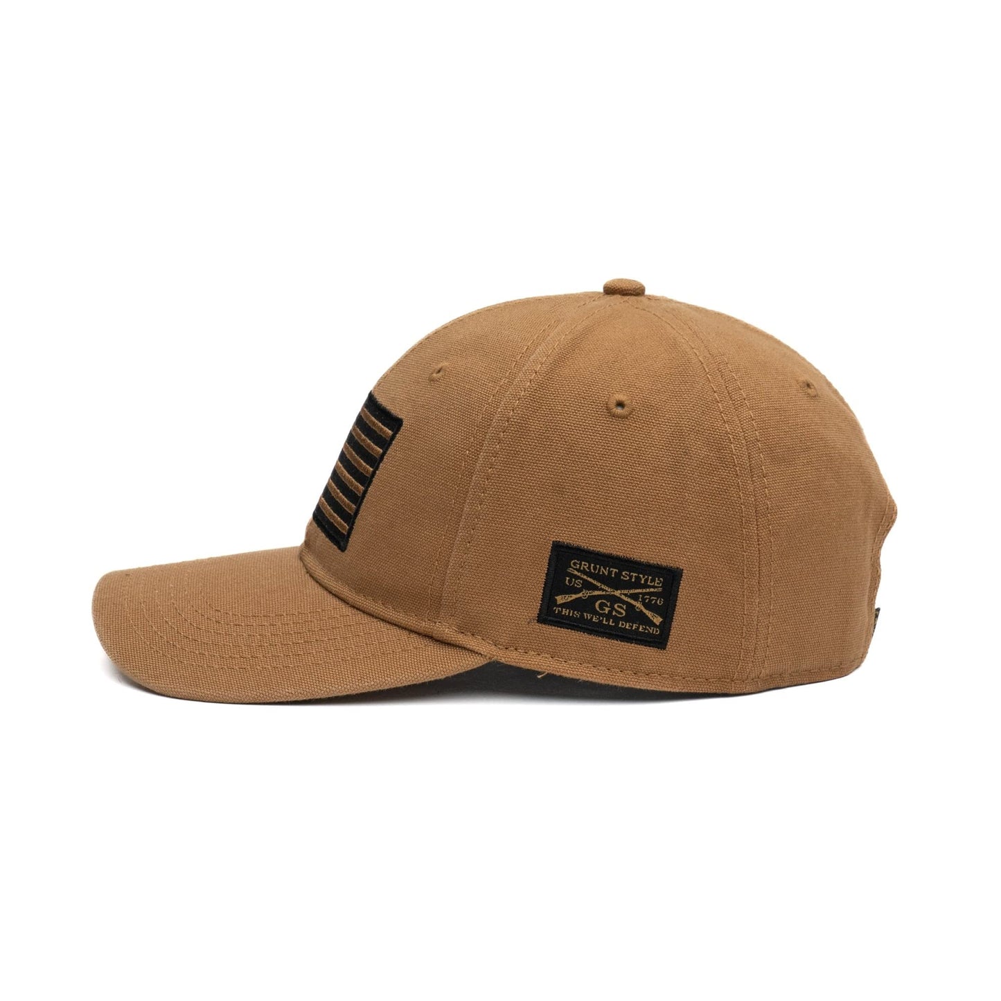 Grunt Style Embroidered American Flag Hat (Natural, One Size)