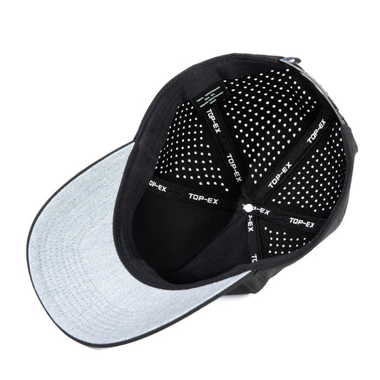 Men Women Oversize M/L Black Snapback Baseball Cap Hydro Performance Cool Hat Water Repellent Boat Golf Running Workout Beach Lake Gym