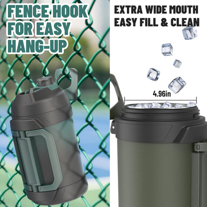 Zukro 1 Gallon Water Jug, One Gallon Large Triple Wall Insulated Metal Jug With Straw and Spout, No Sweat 128 oz Stainless Steel Sport Water Bottle Keeps Cold 48 Hours for Outdoors,