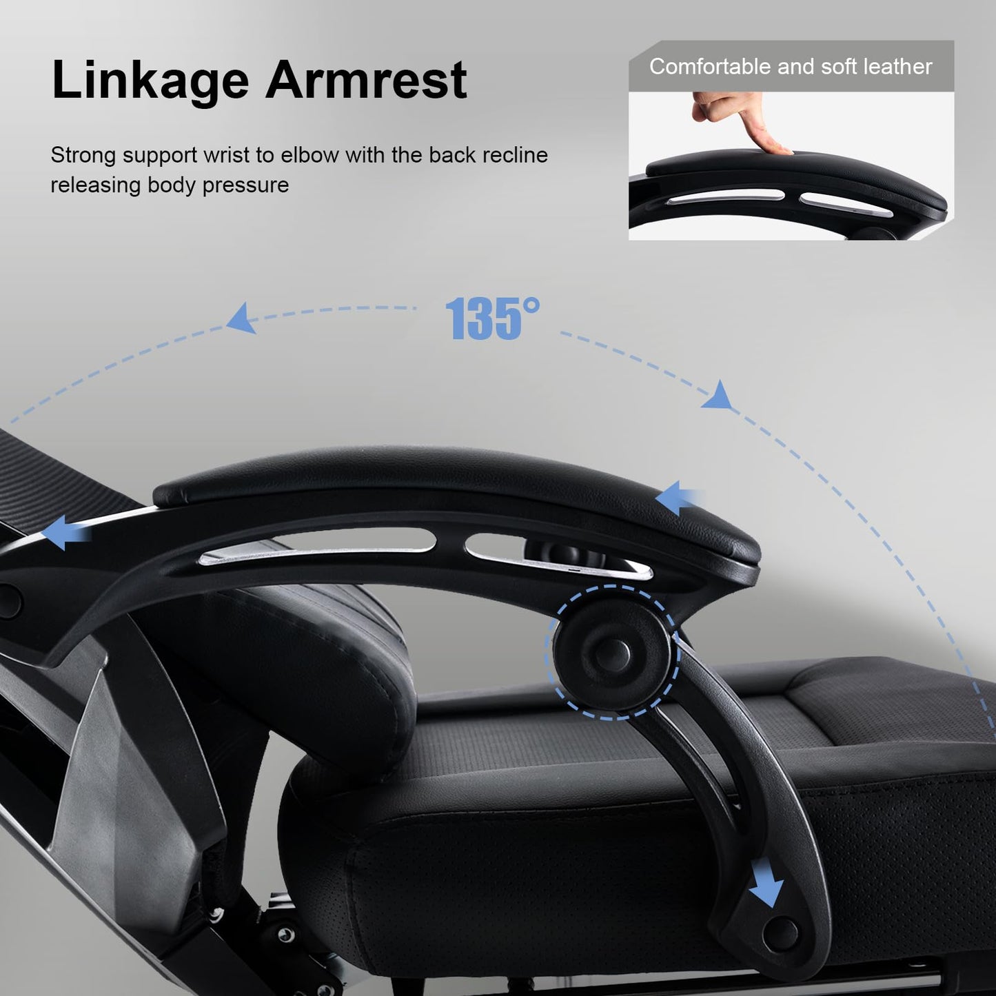 GTRACING Gaming Chair, Computer Chair with Mesh Back, Ergonomic Gaming Chair with Footrest, Reclining Gamer Chair with Adjustable Headrest and Lumbar Support for Gaming and Office (Black)