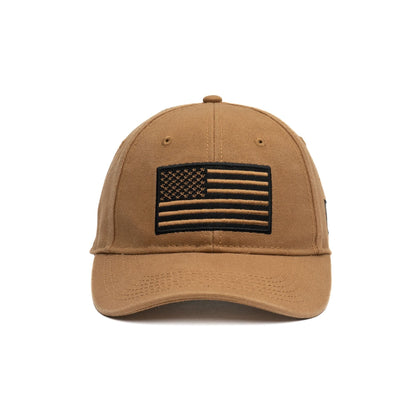 Grunt Style Embroidered American Flag Hat (Natural, One Size)